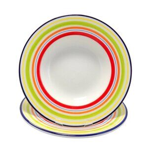 2 Certified International Multi Stripe Pasta Bowls CIC164